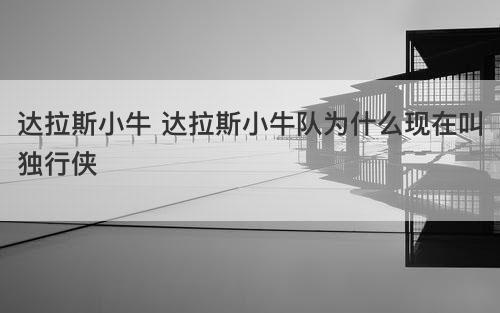 达拉斯小牛 达拉斯小牛队为什么现在叫独行侠 达拉斯小牛 达拉斯小牛队为什么现在叫独行侠